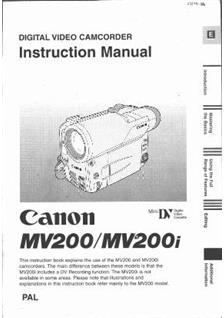 Canon MV 200 manual. Camera Instructions.